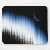 Abstract Blue Glitch Art Crescent Moon Night Sky Mousepad (Vorne)