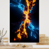 Abstract Blue Gold Fire Energy Clash Poster (Küche)