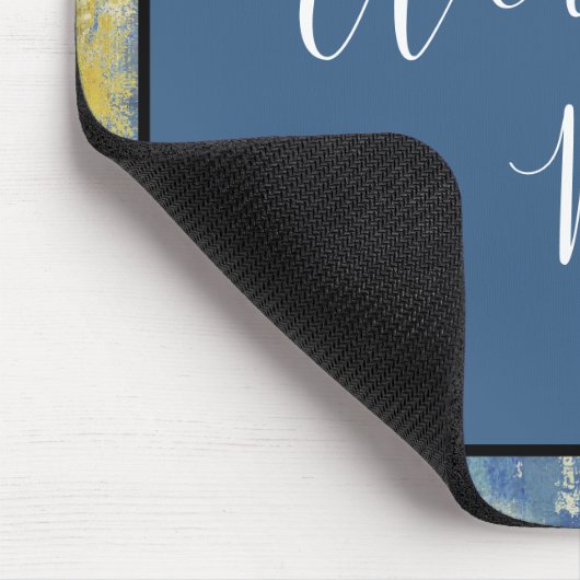 Abstract Blue & Gold Framed Personalized Mousepad (Ecke)