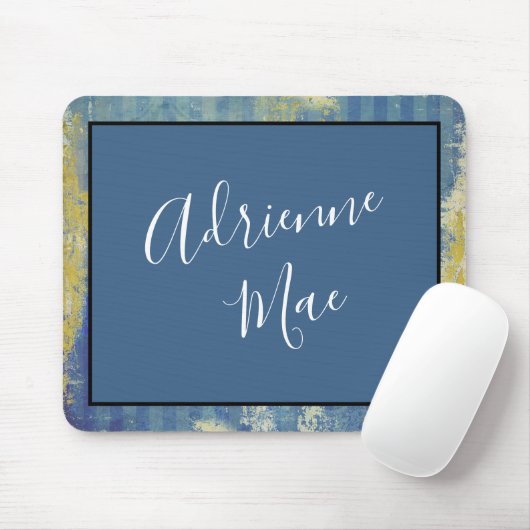 Abstract Blue & Gold Framed Personalized Mousepad (Mit Mouse)