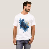 Abstract Blue Gold Ink Splash T-Shirt (Vorne ganz)
