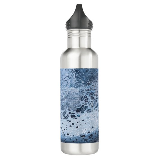 Abstract Blue & Gray Ocean Drift Edelstahlflasche (Links)