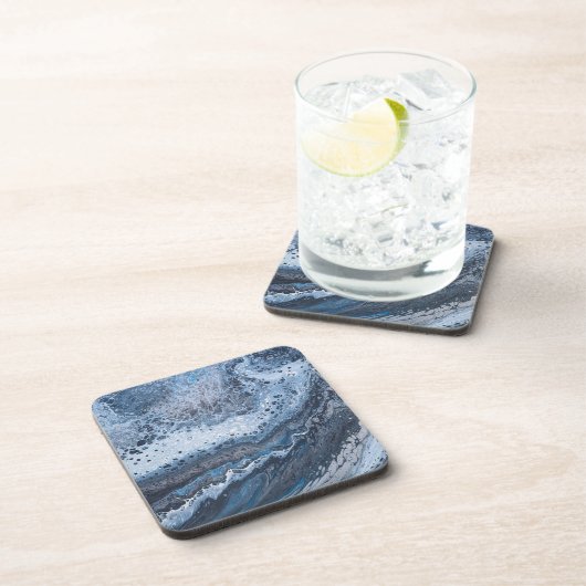 Abstract Blue & Gray Ocean Drift Getränkeuntersetzer (Rechte Seite)