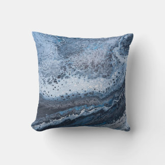 Abstract Blue & Gray Ocean Drift  Kissen