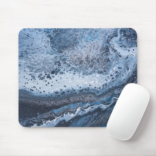 Abstract Blue & Gray Ocean Drift Mousepad (Mit Mouse)