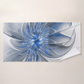 Abstract Blue Gray Watercolor Fractal Art Flower Badehandtuch (Badehandtuch)