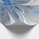 Abstract Blue Gray Watercolor Fractal Art Flower Geschenkpapier (Ecke)