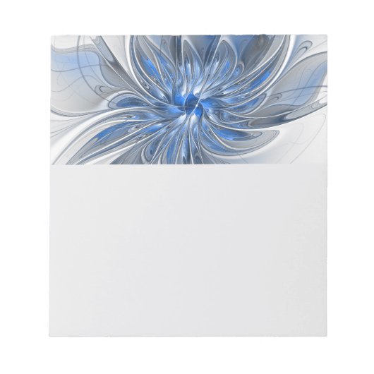 Abstract Blue Gray Watercolor Fractal Art Flower Notizblock (Vorderseite)