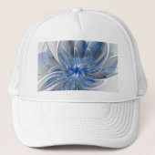 Abstract Blue Gray Watercolor Fractal Art Flower Truckerkappe (Vorderseite)