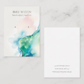 Abstract Blue Green Blush Watercolor Agate Earring Visitenkarte (Vorne/Hinten)