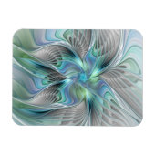 Abstract Blue Green Butterfly Fantasy Fractal Art Magnet (Horizontal)