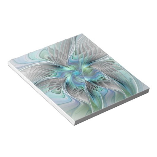 Abstract Blue Green Butterfly Fantasy Fractal Art Notizblock (angewinkelt)