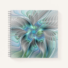 Abstract Blue Green Butterfly Fantasy Fractal Art Notizblock