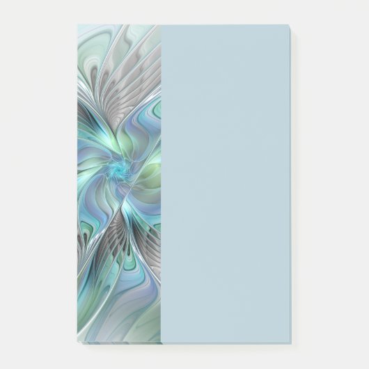 Abstract Blue Green Butterfly Fantasy Fractal Art Post-it Klebezettel (Vorderseite)
