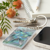 Abstract Blue Green Butterfly Fantasy Fractal Art Schlüsselanhänger (Vorderseite rechts)