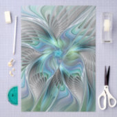 Abstract Blue Green Butterfly Fantasy Fractal Art Seidenpapier (Handwerk)