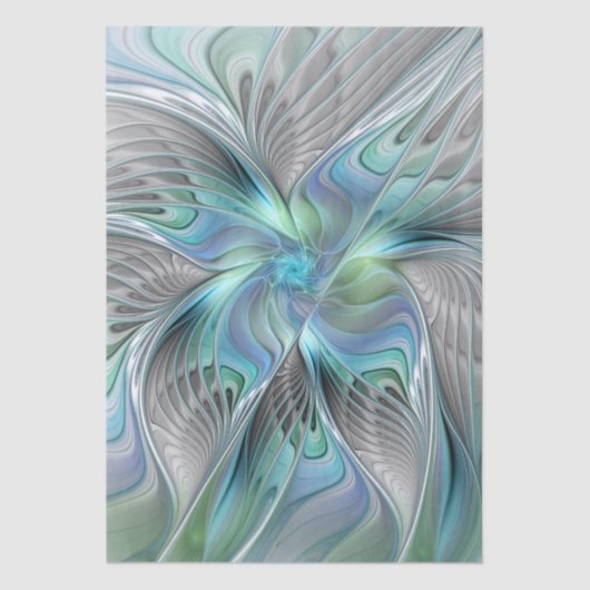 Abstract Blue Green Butterfly Fantasy Fractal Art Seidenpapier (Vorderseite)