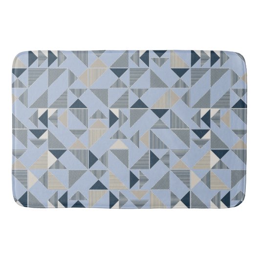 Abstract Blue Grey Geometric Pattern Badematte (Vorderseite)