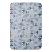 Abstract Blue Grey Geometric Pattern Badematte (Vorderseite Vertikal)