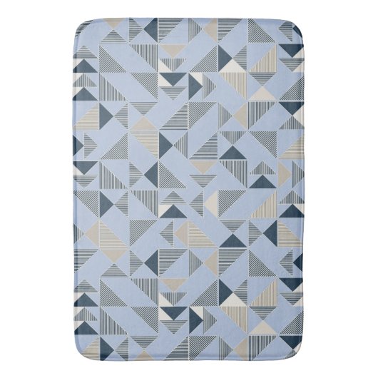 Abstract Blue Grey Geometric Pattern Badematte (Vorderseite Vertikal)