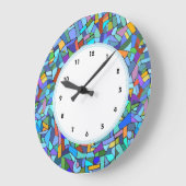 Abstract Blue Mosaic Pattern numbered clock Große Wanduhr (Winkel)