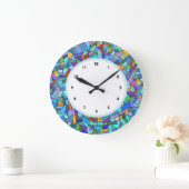 Abstract Blue Mosaic Pattern numbered clock Große Wanduhr (Zuhause)
