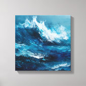 Abstract Blue Ocean Wave Impasto Canvas Art Leinwanddruck (Vorderseite)