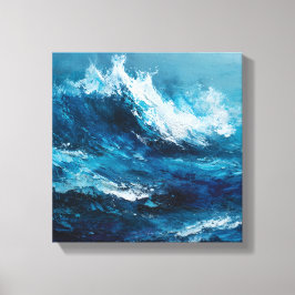 Abstract Blue Ocean Wave Impasto Canvas Art Leinwanddruck