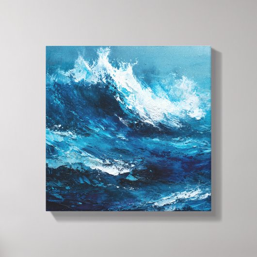Abstract Blue Ocean Wave Impasto Canvas Art Leinwanddruck (Vorderseite)