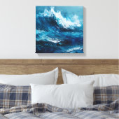 Abstract Blue Ocean Wave Impasto Canvas Art Leinwanddruck (Insitu (Schlafzimmer))