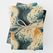 Abstract Blue Orange Cream Peacock Geschenkpapier Set (Beispiel)