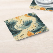 Abstract Blue Orange Cream Peacock Untersetzer (angewinkelt)