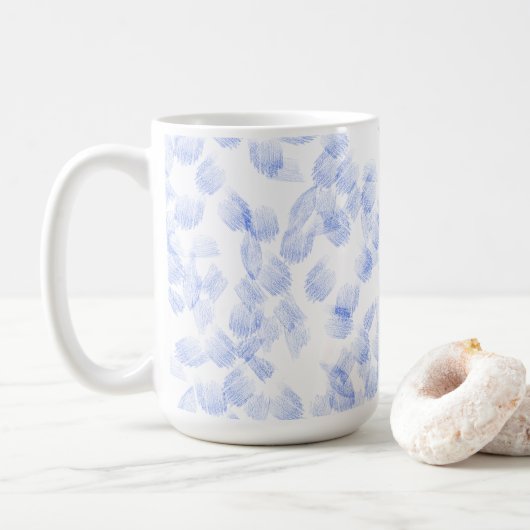 Abstract Blue Paint Brush Strokes Pattern Kaffeetasse (Mit Donut)