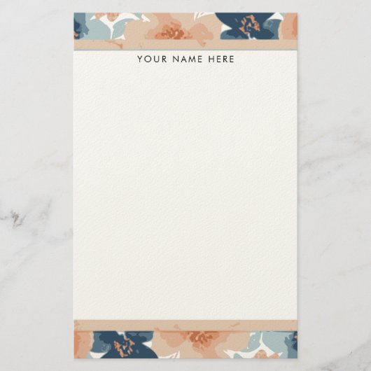 Abstract Blue, Peach, Orange Floral Briefpapier (Vorderseite)