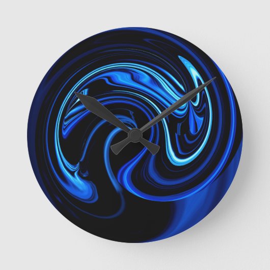 Abstract Blue Peacock Wall Clock Runde Wanduhr (Vorderseite)