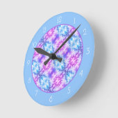 Abstract blue purple snowflake pattern blue border runde wanduhr (Winkel)