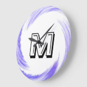 Abstract Blue Purple Swirl Monogram Große Wanduhr (Winkel)