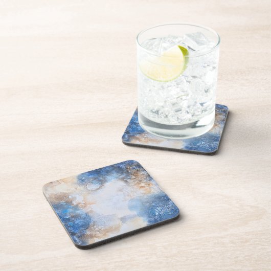 Abstract Blue & Sand Textured Clouds Getränkeuntersetzer (Rechte Seite)