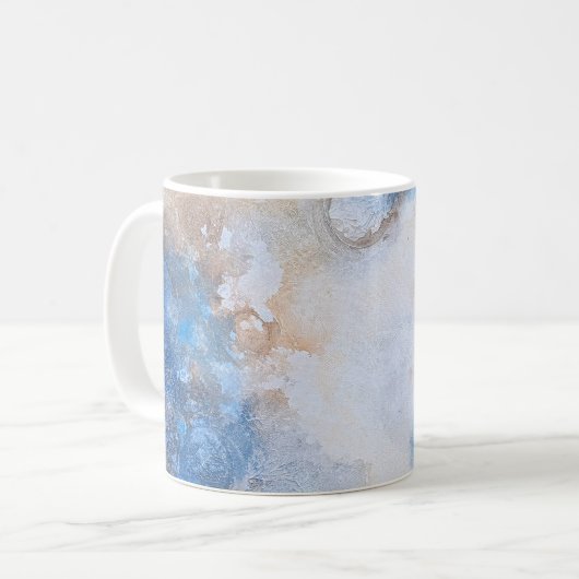 Abstract Blue & Sand Textured Clouds Kaffeetasse (Vorderseite Links)