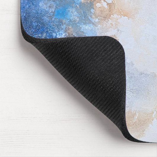 Abstract Blue & Sand Textured Clouds Mousepad (Ecke)