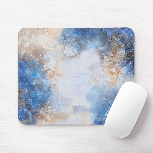 Abstract Blue & Sand Textured Clouds Mousepad (Mit Mouse)