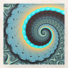 Abstract Blue Turquoise Orange Fractal Art Spiral Glasuntersetzer