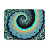 Abstract Blue Turquoise Orange Fractal Art Spiral Magnet (Horizontal)