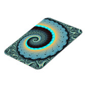 Abstract Blue Turquoise Orange Fractal Art Spiral Magnet (Linke Seite)