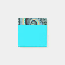 Abstract Blue Turquoise Orange Fractal Art Spiral Post-it Klebezettel