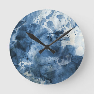 Abstract blue watercolor background runde wanduhr