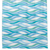 Abstract Blue Waves Duschvorhang (Vorderseite)