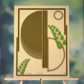 Abstract Boho Geometric Arch & Leaves Beige Textur Acrylschild (Neutral)