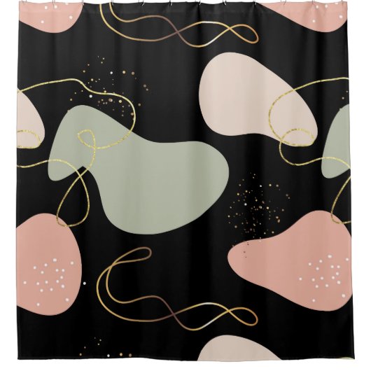 Abstract Boho Geometric Organic Shapes Pattern Duschvorhang (Vorderseite)