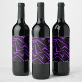 Abstract, bold, vibrant geometric zigzag pattern weinetikett (Flaschen)